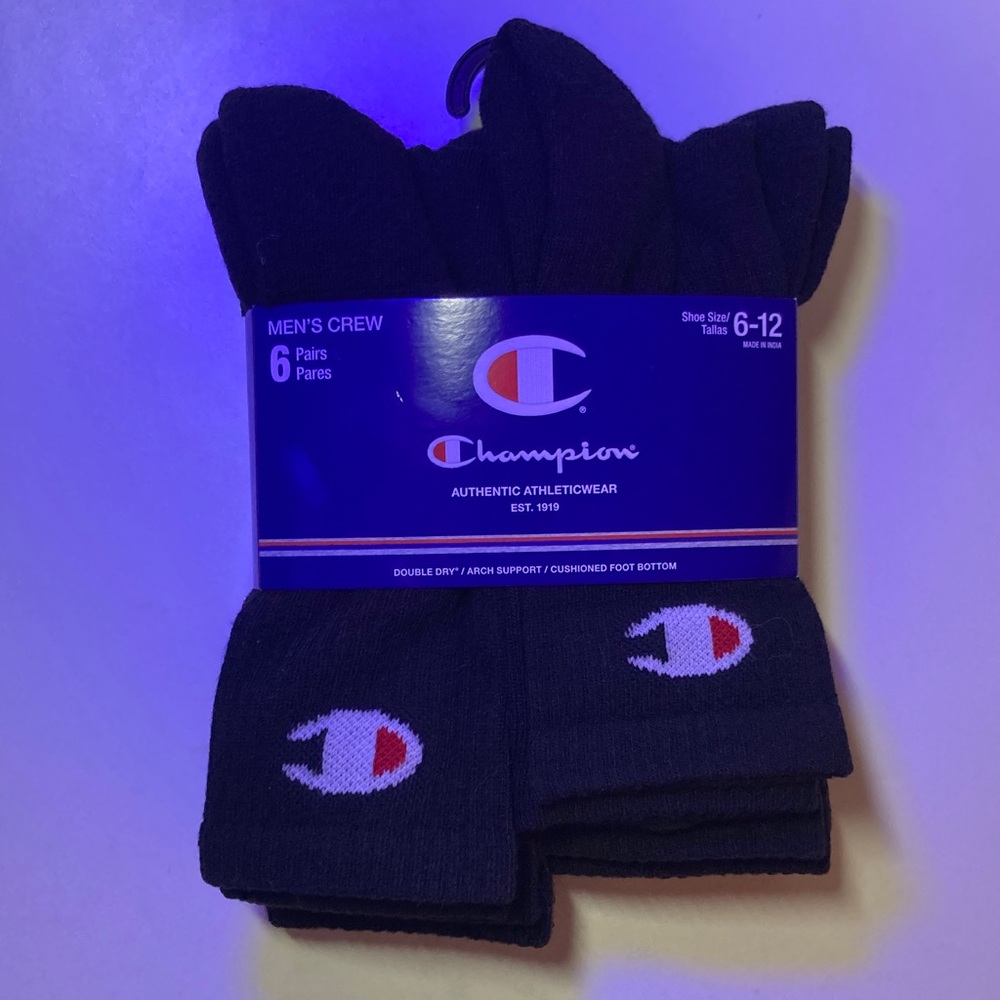 NEW😱😱😱Champion mens Crew Socks – Moisture-wicking Athletic Socks (Size 6-12) - Picture 5 of 7